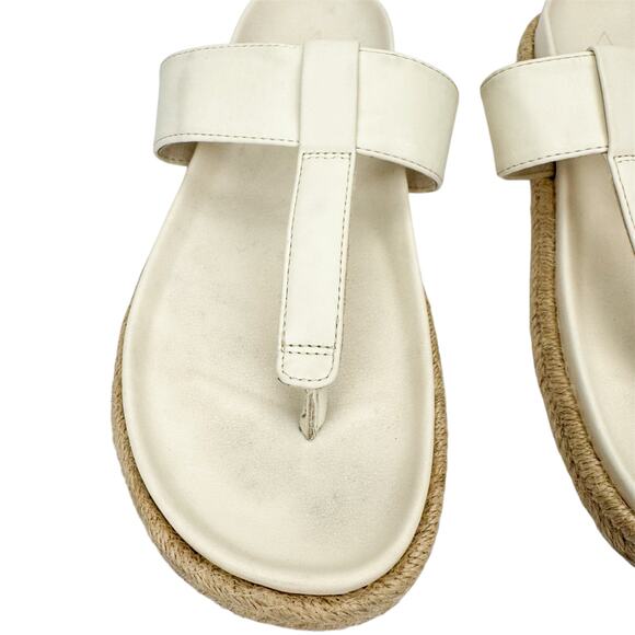 Joie Cream Faux Leather T Strap Slip On Espadrilles Sandals Sz 8.5M Lightweight - Picture 14 of 16